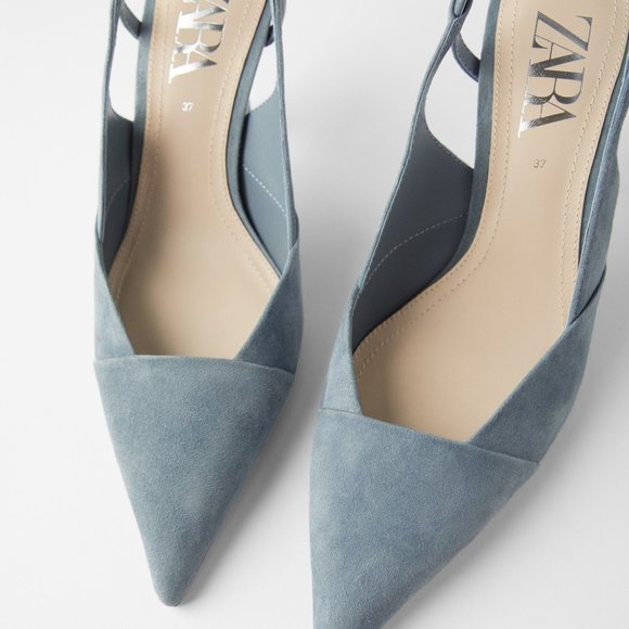 Zara Suede Slingback Heels - Picture 2 of 4